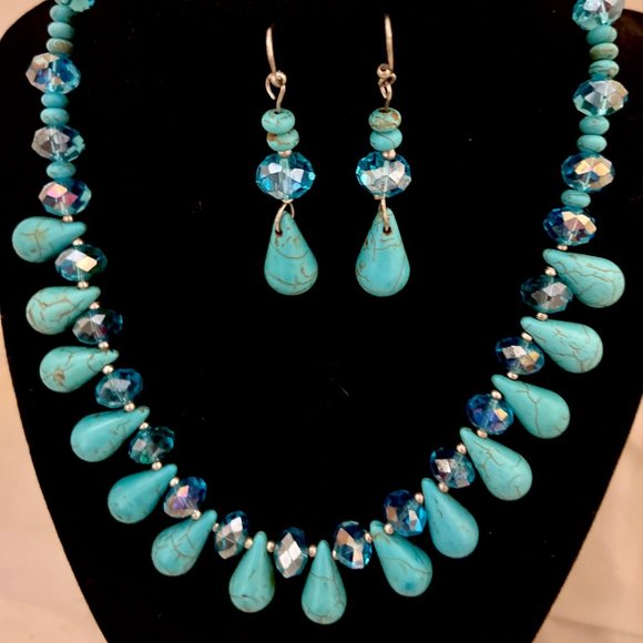 Karen Kettering Designs Jewelry - 💖 Turquoise Tear Drop Necklace and Earrings /NS79